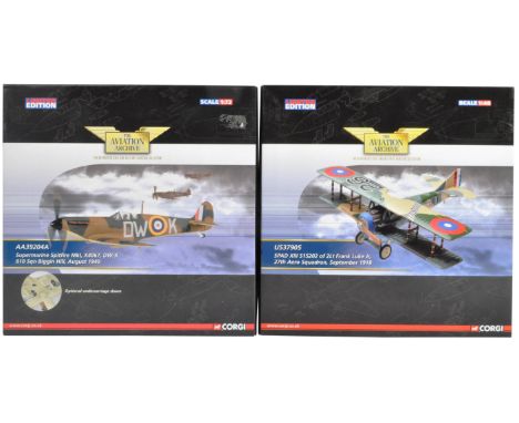 Corgi Aviation Archive - x2 Corgi Limited Edition 1/72 and 1/48 scale boxed diecast model aeroplanes planes. AA39204A Superma