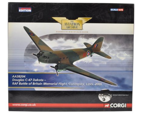A Corgi made Aviation Archive 1/72 scale boxed military Limited Edition diecast scale model plane AA38204 ' Douglas C-47 Dako