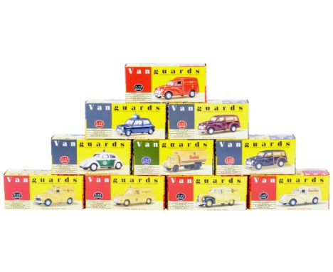 A collection of x10 original boxed Lledo made Vanguards 1/43 scale diecast model cars and other vehicles to include; VA3002 A