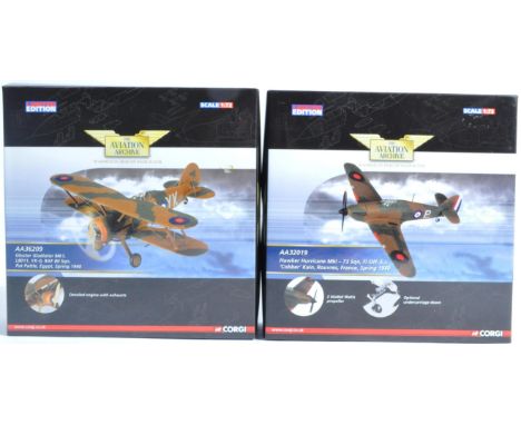 Corgi Aviation Archive - x2 Corgi Limited Edition 1/72 scale boxed diecast model aeroplanes / planes. AA32019 Hawker Hurrican