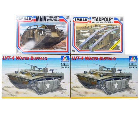A collection of x4 Italeri and Emhar made 1 / 35 scale factory sealed plastic model kits of Military interest comprising; Ita