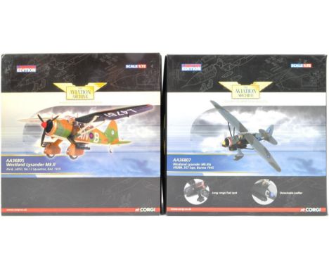 Corgi Aviation Archive -&nbsp;x2 Corgi Limited Edition 1/72 scale boxed diecast model aeroplanes / planes. AA36807 Westland L
