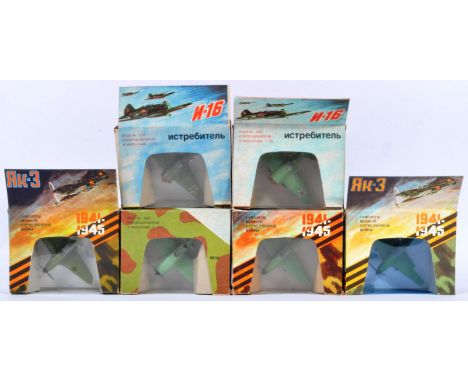 A collection of x6 original vintage USSR Russian Soviet Union made 1/72 scale diecast model fighter planes. All models of mil