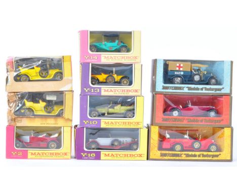 A collection of x10 original vintage Matchbox ' Models of Yesteryear ' Y-Series boxed diecast models to include; Y-2 Prince H