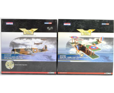 Corgi Aviation Archive - x2 Corgi Limited Edition 1/72 and 1/48 scale boxed diecast model aeroplanes / planes. AA37901 Spad X