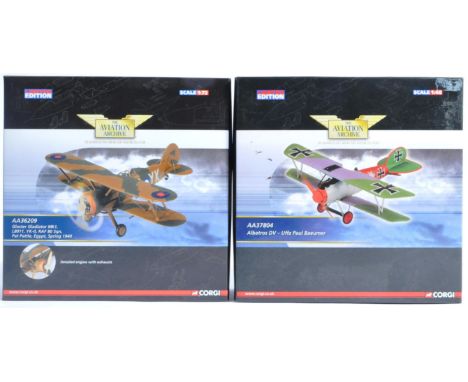 Corgi Aviation Archive - x2 Corgi Limited Edition 1/72 and 1/48 scale boxed diecast model aeroplanes / planes. AA36209 Gloste