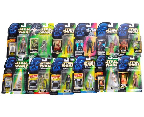Star Wars - a collection of x12 Kenner / Hasbro made Star Wars ' Power Of The Force ' and other series MOC carded action figu