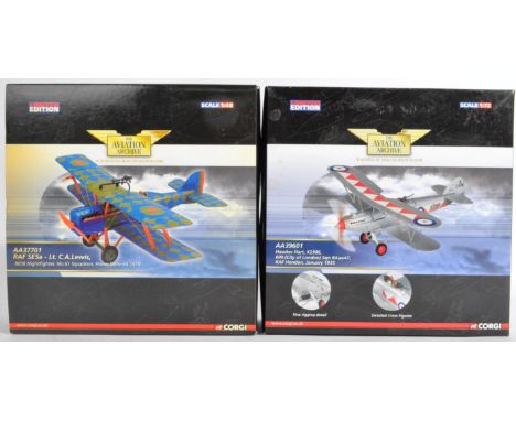 Corgi Aviation Archive - x2 Corgi Limited Edition 1/72 and 1/48 scale boxed diecast model aeroplanes / planes. AA37701 RAF SE