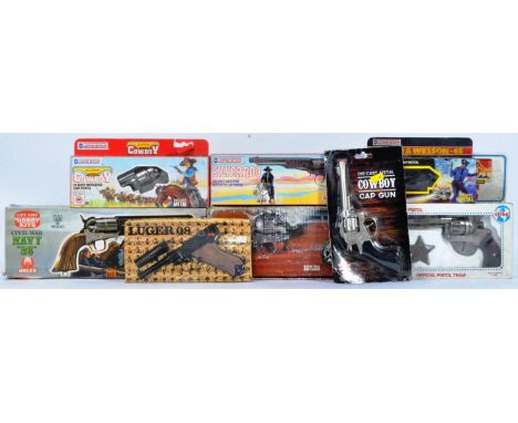 Cap Guns - a collection of x8 original vintage toy cap guns (and similar), to include; Lone Star Silverado, a Lone Star ' 12 