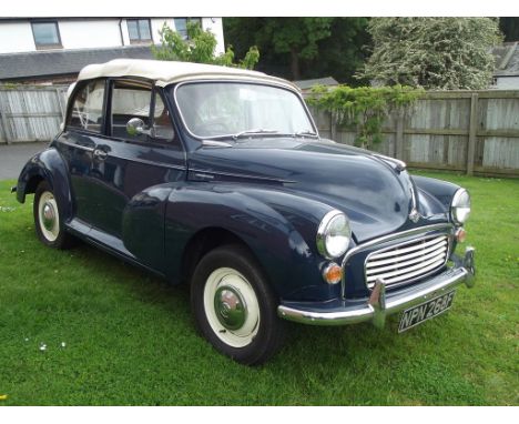 A 1968 Morris Minor 1000 tourer, registration number NPN 268F, chassis number MAT5 0 1209411, Trafalgar blue. Revealed at the