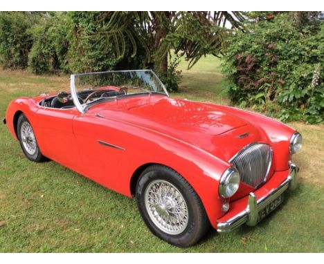 A 1955 Austin Healey 100/4 BN1, registration number VEV 563, chassis number BN1222644, engine number 1B 222644M, red.  The BN