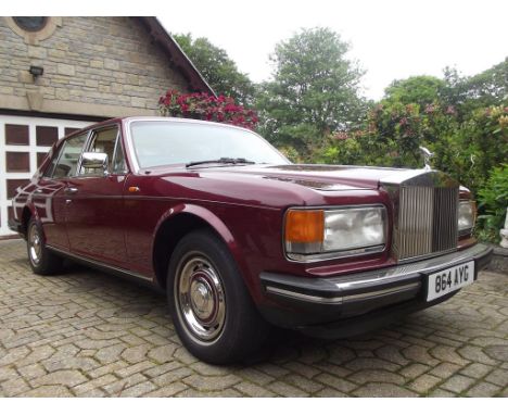 A 1984 Rolls-Royce Silver Spirit, registration number 864 AYG, Garnet. Introduced by Rolls-Royce in 1980 to replace the Silve