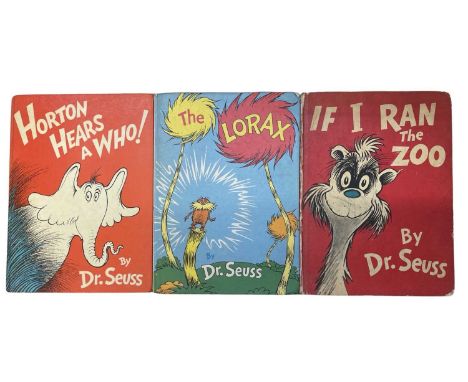A trio of vintage Dr Seuss books, to include: - If I Ran the Zoo, 1950: Random House - The Lorax, 1972, Collins - Horton Hear