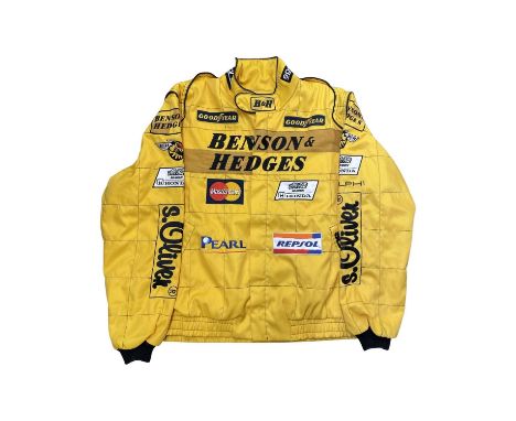 A 1990s Limited edition replica Jordan Honda F1 jacket, as used by Damon Hill.Some light weat to one sleeve as in photographs