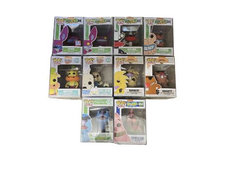 A mixed lot of Cartoon character Funko Pop! vinyl figures in protectors:223: Oblina - Aaahh!!! Real Monsters222: Ickis - Aaah