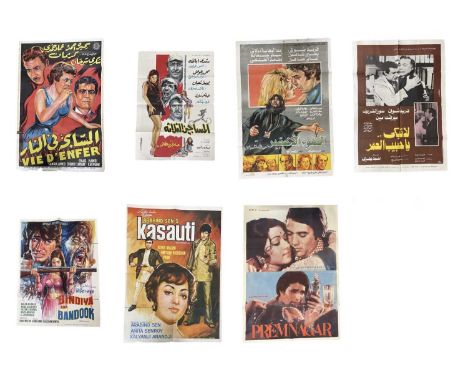 A mixed lot of 1950s-1970s Bollywood / Arabic film posters, to include: - Kasauti, 1974 (Hindi) - Bindiya Aur Bandook. 1972 (