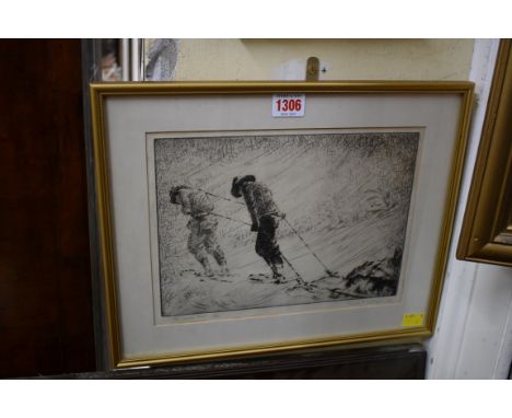 Terence HÂ&nbsp; Lambert, 'The White Trail', signed, titled, dated 1922 and numbered 7/50, etching, pl.19 x 26.5cm. 