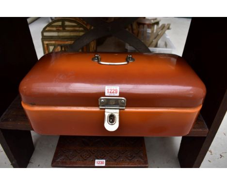 An enamel casket, 48cm wide. 