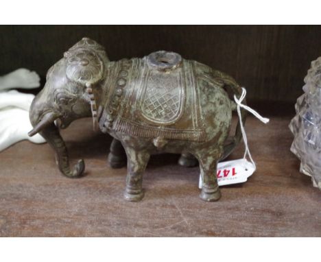 An Indian bronze elephant,Â&nbsp;Mughal, 11.5cm high. 