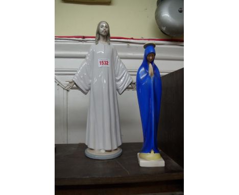 A Lladro figure of Christ,&nbsp;37cm high; together with a Hummel Virgin, 27.5cm high.&nbsp;&nbsp; 