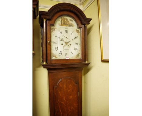 A George III oak 8 day longcase clock,&nbsp;the 12in arched painted dial inscribed&nbsp;Wilmshurst, Chichester',&nbsp;205.5cm