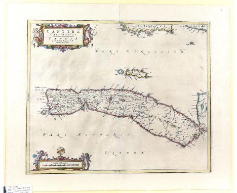 Map of Cantyr a Demie-yland (Kintyre), from Blaeu Atlas of Scotand 1654, by Johannes Blaeu based on work of Timothy Pont, eng