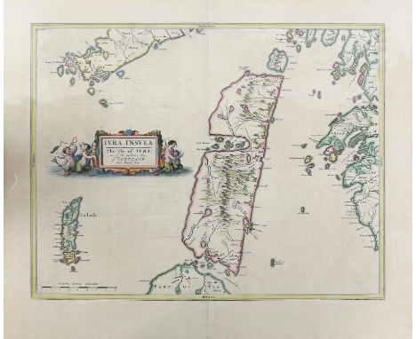 Timothy Pout, Jura, `Ivra Insula`, engraved map, later hand-coloured, with framed cartouche surrounded by water nymphs, 41 x 