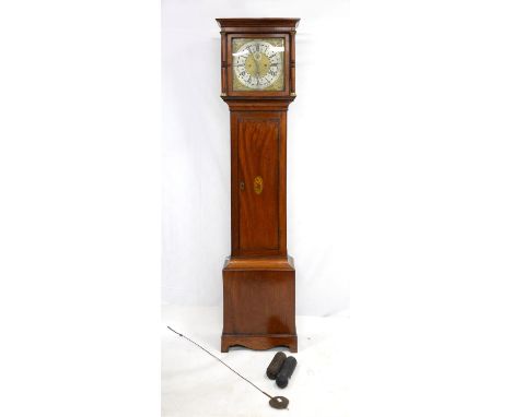 19th century mahogany eight day longcase clock by Robert Scholfield, the silvered chapter ring with Roman and Arabic numerals