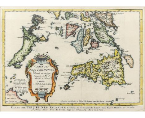 18th century map, Carte des Isles Philippines St Bellin engineer de la marine, 1752, 22 x 59 cms, coloured and with a mount, 