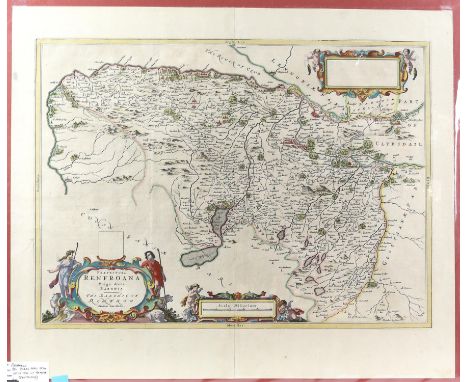 Map of The Baronie of Renfrow, by Johannes Blaeu after the work of Timothy Pont, from Blaeu Atlas of Scotland 1654, Latin tex