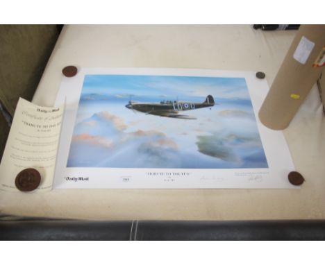 A print entitled "Tribute To The Few", by Keith Hill pencil signed with certificate of authenticity Limited Edition&nbsp;