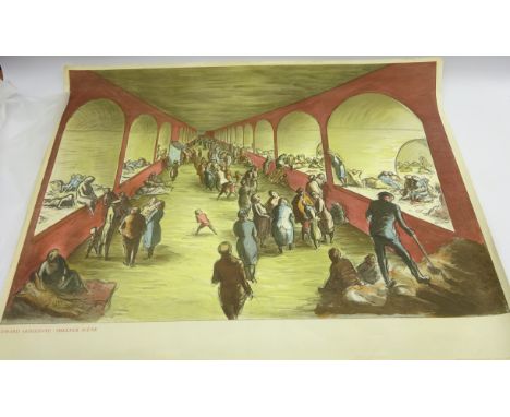 Edward Ardizonne (1900-1979) 'Shelter Scene' lithograph in colours published by National Gallery and printed by the Baynard P