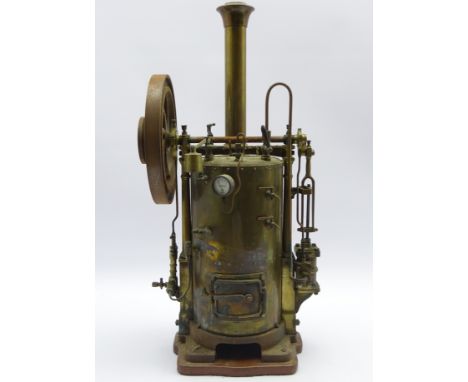 French vertical brass boiler and stationary engine, probably by Radiguet, H59cm  Condition Report & Further Details Click her