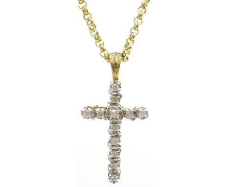 Diamond cross pendant necklace hallmarked 9ct Condition Report & Further Details chain approx 6gm, chain length 55cm, pendant