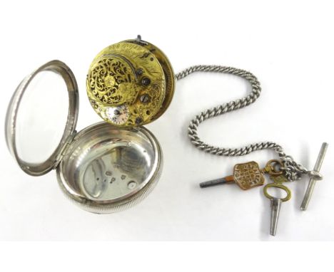 Silver pair cased verge pocket watch movement signed James Monkhouse of Carlisle, no.839, case by George Reader, Chester 1865