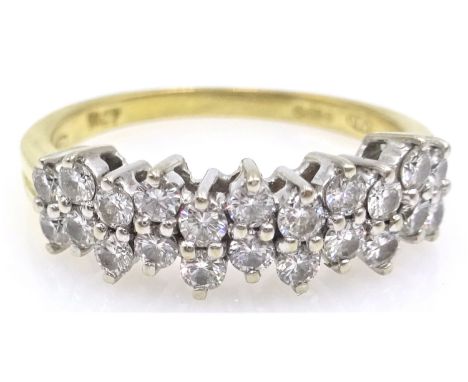 18ct gold double diamond two row ring hallmarked Condition Report & Further Details Approx 3.7gm, size N-OClick here for furt