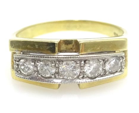 14ct continental gold five stone diamond ring stamped 585 Condition Report & Further Details approx 5gm, size N-OClick here f