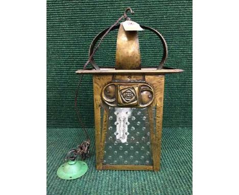 A brass Art Nouveau light fitting 