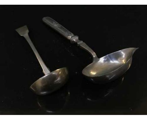 A silver fiddle pattern ladle, Glasgow 1824, together with a French silver ladle