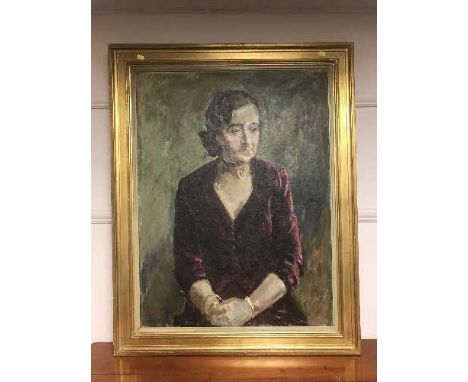 Continental school : Portrait of a lady, indistinctly signed, in gilt frame 