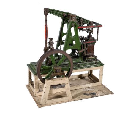 A well-engineered period model of an ‘A’ frame supported live steam beam engine, the single cylinder having 3 ½ inch stroke b