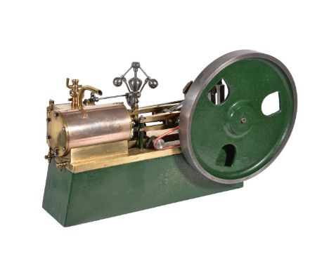 A 20th century model of a horizontal live steam mill engine, having single cylinder 3 inch stroke x 1 ¾ inch bore, open crank