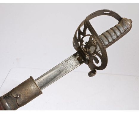 Victorian Rifles Officers 1895 Pattern Sword by Hobson &amp; Sons, straight&nbsp; etched 1892 Pattern thrusting blade, makers