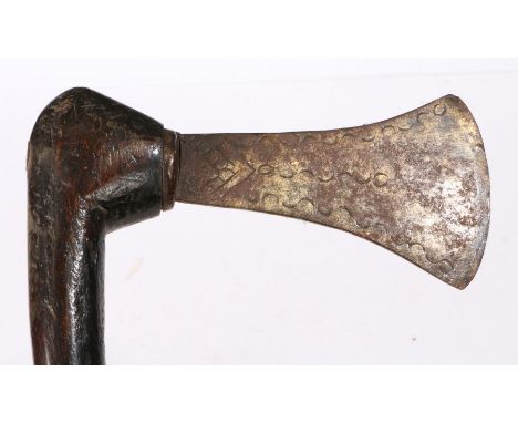 South African ceremonial axe, the blade with engraved decoration, 53cm long