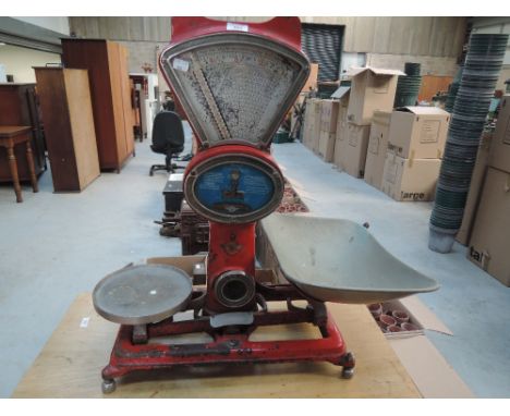 A set of vintage shop scales by British Weighers and Slicers