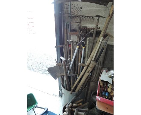 A selection of vintage garden and landscaping tools 