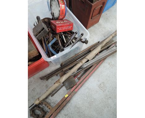 A selection of vintage engineers and garage tools