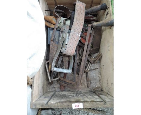 A selection of vintage tools and sheep shears