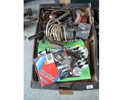 A selection of vintage garage and engineers tools