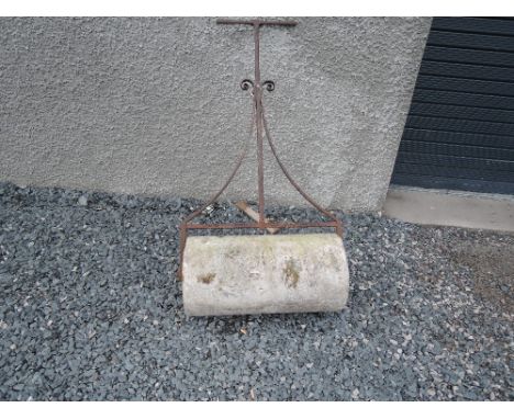 A vintage garden roller
